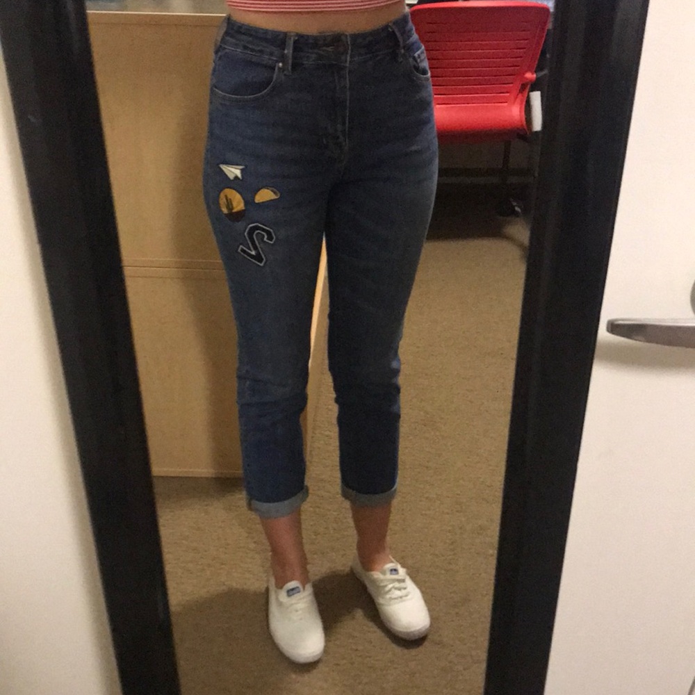 Medium Wash Retro Jean w/ Patches